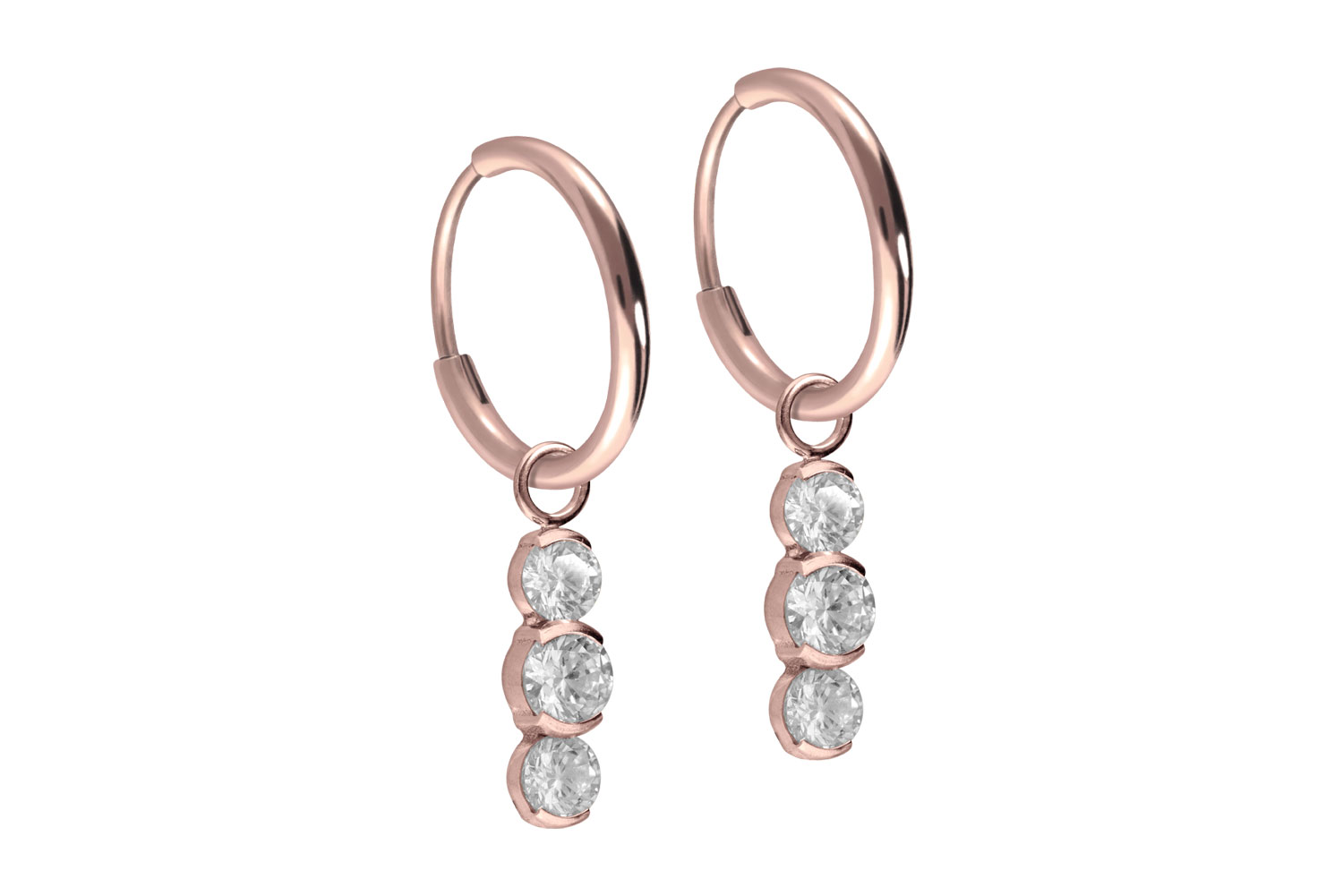 Titan Ohrclicker Creolen 3 EINGEFASSTE KRISTALLE von Piercingline